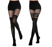 AWAVM 2 paires Collants en résille de poisson,Collant Ouvert Bas Resille,Dentelle Collant Jarretelle Intégré,Chaussettes fishnet transparentes,bas taille haute résille fishnet Pour les femmes