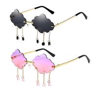 AWAVM 2 Paires de Lunettes de Soleil Cloud Frameless Vintage Lunettes à Franges Irrégulières Fun Rainy Day Lunettes de Soleil Sans Cadre