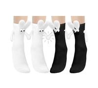 AWAVM 2 Pairs Holding Hands funny Socks,Breathable Novelty Hand In Hand Friendship Novelty Socks for Lovers Friends Sisters,Couple Birthday Gifts for Boyfriend Friends (Noir and Blanc)