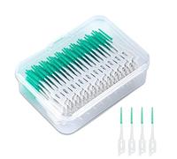 AWAVM 200 PCS boîte en silicone brosse interdentaire, tige de soie dentaire à double usage, brosse à dents de massage élastique, brosse interdentaire en gomme souple, protection dentaire (vert)