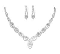 AWAVM 3 Pièces Parure Bijoux Femme Mariage Collier Cristal Mariée Collier Vintage Strass Boucle D'oreille et Bracelet Ensemble Mariage Fiançailles Mariée Demoiselle D'honneur Cadeaux de rêve
