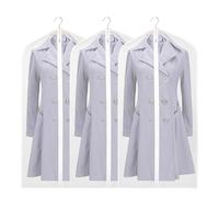 AWAVM 3PCS Housses de Vêtements avce Zip, Anti Poussière Etanche Mite Humidité, Anti-Poussière Housses de Protection Transparentes pour Chemise Costumes Manteaux Clothes Covers Sac de Vêtement