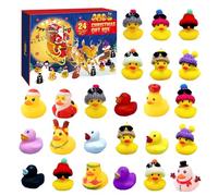 AWAVM Calendrier de l'Avent 2023 en forme de canard en caoutchouc, calendrier de l'Avent 2023 pour enfants, garçons, filles, enfants, cadeaux de fête de Noël (24 pièces), jaune
