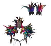 AWAVM Collier de Plumes, Bracelet en Plumes Col Châle Costume Halloween Plume Épaulette Haussement dépaules Cape Châle pour Femme Collier Tour de Cou pour Photo Prop Cosplay Stage Party (Colorful)