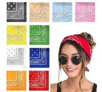 AWAVM Lot de 10 bandanas en coton de cow-boys - Foulard en soie de mûrier - Masque rafraîchissant - Cache-cou unisexe pour adulte - Écharpe et bandana - 54 x 54 cm, multicolore, 54X54CM