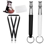 AWAVM Lot de 2 sifflets pour chien, sifflets de rappel, ultrasons silencieux, sifflet de dressage réglable pour chien, sifflet de dressage avec cordon, avec boîte de rangement