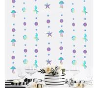 AWAVM Pink Blume Guirlande de sirène irisée de 16M avec méduse Coquillage étoile de mer Perle Banderole en Papier,Deco Anniversaire Sirene Pour Les Fêtes D'anniversaire, les Fêtes Déguisées