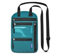 AWAVM Portefeuille tour de cou de voyage avec blocage RFID - Pochette étanche pour passeport - Porte-documents de voyage - Sac de rangement avec sangle de cou réglable - Pour homme et femme, bleu,