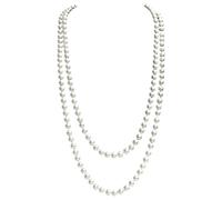 AWAVM1920 Collier de Perles,Long collier en perles d'imitation tendance de style Collier Long de fausses perles pour Mariage Fiançailles 150 cm,Collier des perles blanc,collier