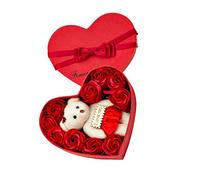Awayhall 10 Fleurs Savon Coffret Ours Noël Valentine Parfumé avec Ours en Boîte- Femme Maman Savon Fleur Coffret