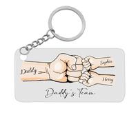 AwayHome Porte-clés personnalisé Daddy's Team Fist Bump - Cadeau pour papa et grand-père