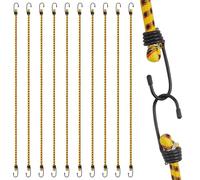 AWBEOT 10 Pcs 100 cm Tendeurs Elastique avec Crochets, Cordes élastiques, Sangles élastiques, Extenseur avec Crochet,Sandow Elastique Caoutchouc, Corde de Tension pour Bagage,Velo,Camping,Bache,Jaune