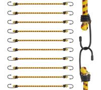 AWBEOT 10 Pcs 40 cm Tendeurs Elastique avec Crochets, Cordes élastiques, Sangles élastiques, Extenseur avec Crochet, Sandow Elastique Caoutchouc, Corde de Tension pour Bagage,Velo,Camping,Bache,Jaune
