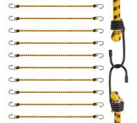 AWBEOT 10 Pcs 60 cm Tendeurs Elastique avec Crochets, Cordes élastiques, Sangles élastiques, Extenseur avec Crochet, Sandow Elastique Caoutchouc, Corde de Tension pour Bagage,Velo,Camping,Bache,Jaune