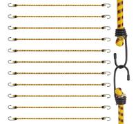 AWBEOT 10 Pcs 80 cm Tendeurs Elastique avec Crochets, Cordes élastiques, Sangles élastiques, Extenseur avec Crochet, Sandow Elastique Caoutchouc, Corde de Tension pour Bagage,Velo,Camping,Bache,Jaune