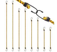 AWBEOT 10 Pcs Tendeurs Elastique avec Crochets,40/60/ 80/100 CM Cordes élastiques,Sangles élastiques, Extenseur avec Crochet,Sandow Elastique Caoutchouc,Corde de Tension pour Bagage,Velo,Bache,Jaune
