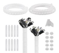 AWBEOT 2 x 3 M, Cache Câble, Range Câble, Diamètre 22 mm / 28 mm, Gaine Spirale Câbles Flexible, Protection des Cables, pour TV,PC,Automobiles, avec 10 bandes de rangement, 10 clips de fixation, Blanc