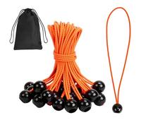 AWBEOT 25 Pièces Tendeur Elastique avec Boule 30 cm Tendeur Bache en Caoutchouc Sandow Elastique pour Bache Tentes et Tarps, Stockez de Petits Objets, Orange