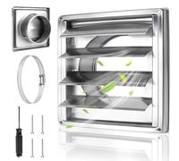 AWBEOT Grille de Ventilation Inox 100mm Grille Aeration Reglable Rectangulaire Grilles Ventilation avec Lamelles Mobiles Grilles d'Aération Extérieur pour Hotte Aspirante Cheminée Camping Car