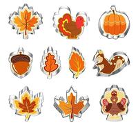 AWCIGG 10 Pcs Emporte Pièces Automne Moule à Biscuit Cookie Cutter Écureuil Feuille d'érable Dinde Citrouille Gland Feuille d'érable Cookie Cutter