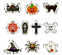 AWCIGG 10 Pcs Emporte Pièces Halloween Moule à Biscuit Cookie Cutter Cercueil de Chat Squelette Araignée Chauve-Souris Croix Chapeau de Sorcière Emporte-Pièce Citrouille Fantasmagorique