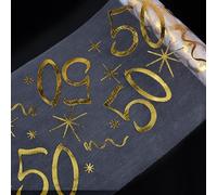 AWCIGG 50 Ans Chemin de Table Doré 28CM*10M, Deco Anniversaire 50 Ans Chemin de Table Joyeux Anniversaire 50 Ans