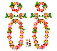 AWCIGG 8 Pièces Collier Hawaien Fleurs Hawaii Collier de Fleur Tahitien avec Hawaien Tatouages de Déguisement Guirlandes Hawaienne Luau Leis pour Tropical Pool Party Décoration