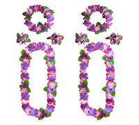 AWCIGG Collier Hawaien Fleurs Hawaii Collier de Fleur Tahitien avec 4 Bracelets 2 Bandeaux 2 Colliers Guirlandes Hawaienne Luau Leis pour Tropical Pool Party Décoration