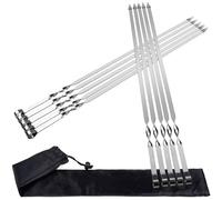 AWCIGG® Lot de 10 Brochettes à Viande en Acier Inoxydable Robuste pour Barbecue, Brochettes en Métal Plat 55 cm, Brochettes Adana Extra Longues avec Sac