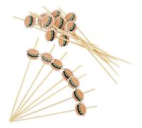 AWCIGG® Lot de 100 Bâtons de Cocktail, Pic à Cocktail en Bois avec Décoration en Forme de Hamburger, Bâtonnets à Cocktail de 12 cm de Long pour Ramasser et Décorer Les Aliments de La Fête