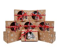AWCIGG Lot de 12 Boite Cadeau Noel Boîte à Biscuits de Noël avec Fenêtre Papier Alimentaire et Rubans Boite Carton Gateau Vide Emballage pour Patisserie Beignets Brownies
