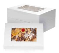 AWCIGG Lot de 20 Boîtes en Carton Blanc avec Fenêtre Transparente, Boite Gateau 21,5 x 14 x 5,1 cm, Boite Pâtisserie Carton pour Biscuits Cookies, Tarte, Cupcakes, Cadeaux