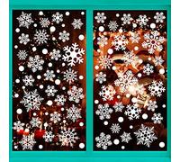 AWCIGG Lot de 228 autocollants de Noël pour fenêtre avec flocon de neige d'hiver autocollants à thème de Noël d'hiver flocon de neige statique en PVC amovible