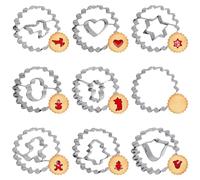 AWCIGG® Lot de 9 Emporte-Pièces Noël Linzer en Acier Inoxydable - Moule Biscuit Forme Noël pour Décorations Cookie de Gâteau
