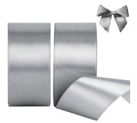 AWCIGG Ruban Satin Argent 40 mm, 44 Mètres de Rubans Satinée Cadeau pour Emballage Cadeau, Gâteau, Couture, Artisanat, Coffrets, Bouquets, Noël et Mariage Décoration (22m/rouleau)