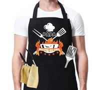 AWCIGG Tablier Barbecue Homme Cadeau Fete Des Peres Tablier Cuisine Homme Humour Cadeau Anniversaire tablier Papa Barbecue Chef Humoristique Accessoire Avec 3 Poches Pour BBQ Fête Noël
