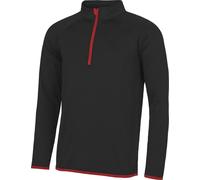 AWDis Just Cool Sweatshirt pour homme avec fermeture éclair jusqu'à la poitrine RW4815 (L) (Noir/rouge feu)