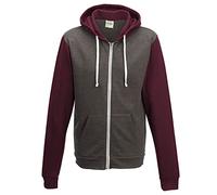 Awdis Just Hoods JH059 Zoodie rétro pour Homme, Gris Anthracite/Bordeaux, Small