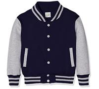 AWDis Kids Varsity Jacket - Sweat-Shirt Garçon - Multicoloured (Oxford Navy/Heather Grey) - XS