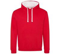 Awdis - Sweat à capuche "Varsity" pour femme PC5729 (XL) (Rouge feu/Blanc arctique)