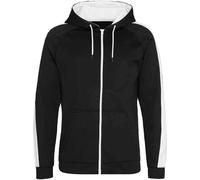 Awdis - Sweat à capuche zippé de haut en bas pour homme - Sport RW10425 (L) (Noir poix/Blanc arctique)