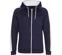 Awdis - Sweat à capuche zippé de haut en bas pour homme - Sport RW10425 (M) (Bleu marine/Blanc arctique)