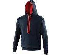 AWDis Varsity Hoodie Sweat à Capuche, Multicolore (Bleu Marine/Rouge feu), XXL Homme