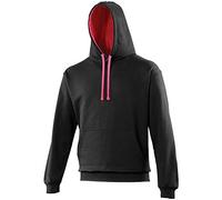 AWDis Varsity Hoodie Sweat à Capuche, Multicolore (Noir de Jais/Rose Vif), M Homme