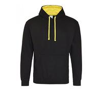 AWDis Varsity Hoodie Sweatshirt à Capuche, Noir de Jais/Blanc Arctique, XL Homme