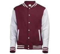 AWDis Varsity Jacket, Sweat-Shirt Homme, Multicoloured (Burgundy/Heather Grey), XS