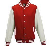 AWDis Varsity Jacket, Sweat-Shirt Homme, Multicoloured (Fire Red/White), M