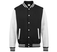 AWDis Varsity Jacket, Sweat-Shirt Homme, Multicoloured (Jet Black/Heather Grey), L