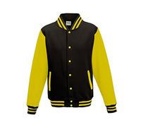 AWDis Varsity Jacket, Sweat-Shirt Homme, Multicoloured (Jet Black/Sunshine Yellow), L
