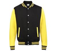AWDis Varsity Jacket, Sweat-Shirt Homme, Multicoloured (Jet Black/Sunshine Yellow), XL